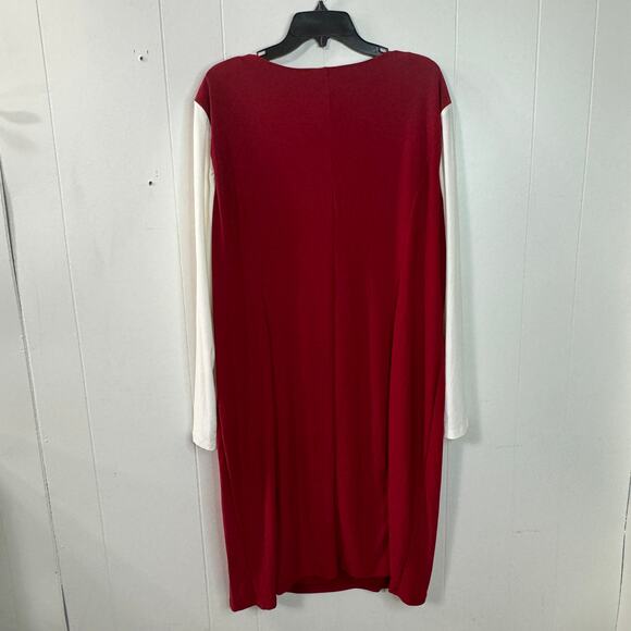 Kasper Womens Mini Dress Size XXL Red Cream Cutout Front Long Sleeve Colorblock - Picture 6 of 14